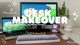 Desk Makeover 🖥️ 🫐 | small space, aesthetic set up, minimalist decor 