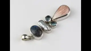 Sterling Silver Pearl Labradorite Blue Topaz Pink Calcite Gemstone Pendant BGP_1075J