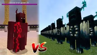 BLOOD IRON GOLEM vs 100 WARDENS (Minecraft Bedrock Mob Battle)