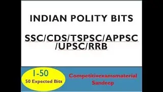 Indian Polity bits in english for SSC/RRB/CDS/TSPSC/APPSC || Part 1