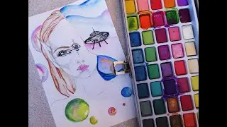 Drawing, painting sci-fi portrait time-lapse. Process of an artist. #fantasyartist #scifi #portrait