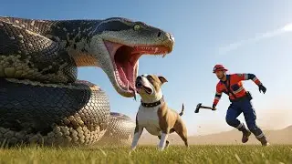 Heroic Rescue Team Saves Helpless Pitbull from GIANT Python Attack 🐕🐍