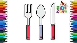 How to Draw Fork Spoon and Knife - Fork Spoon and Knife Drawing - Easy Drawings