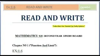 Mathematics - XII Second Year Sindh Board | Ex 1.6