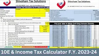 89 relief and Income Tax Calculator in excel download for F.Y. 2023-24 A.Y. 2024-25 | 10E