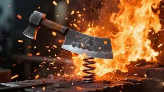 Forging a kitchen knife and a small axe from automotive spring steel