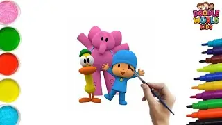 How to Draw Pocoyo with elly friends and peto