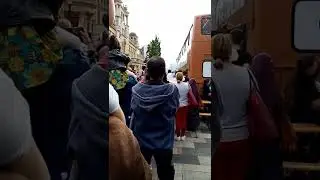 Queen's platinum jubilee celebration in Ilford shopping centre street party  national anthem song