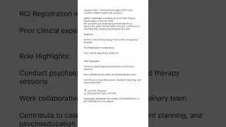 Hiring for Clinical Psychologist || #bhupsychology #job