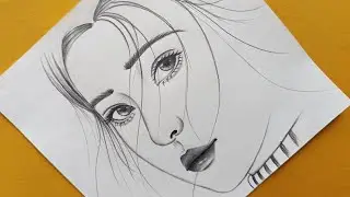 Cute Girl drawing | How to draw A Cute Girl face drawing - step by step pencil drawing for beginners