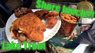 Lake trout fishing on the gunflint trail (shore lunch)