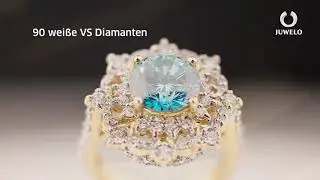 Sch&ouml;ner Schmuck - Blauer Diamantring VS1 mit 90 wei&szlig;en VS Diamanten