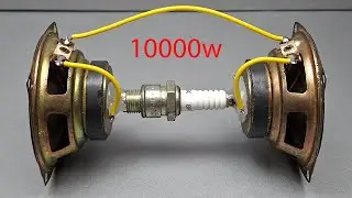 Amazing generate 220v 10000w free electricity from speaker gear with spark plug! You'll be shocked