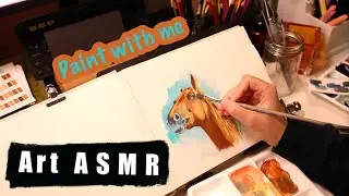 Painting a horse with gouache | Real time relaxed painting session | ASMR art