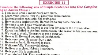 formation of complex sentence | synthesis exercise 11 | complex sentence | complex sentence class 12