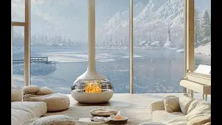 Winter Lake Retreat ❄️ | Relax Music with Piano Ambience for Peaceful Moments #RelaxMusic#fireplace