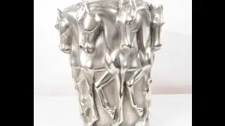 French Bronze Art Nouveau Horse Urn