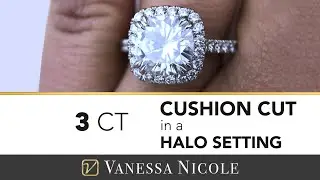 3ct CUSHION CUT HALO ENGAGEMENT RING | A Sparkling 3 Carat Cushion Cut Halo Ring