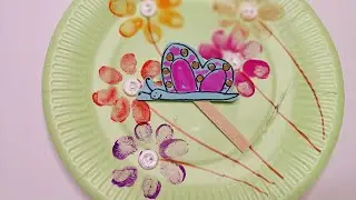 Paper Plate Craft. Pappteller Basteln: Blumen & Schmetterling. Поделка: Цветы и бабочка