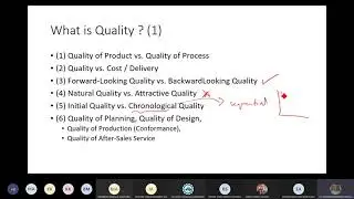 CHENG460: Initial Quality, Quality of order, Quality life cycle