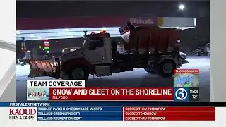 Snow and sleet blanket the Connecticut shoreline in Winter Storm Benjamin