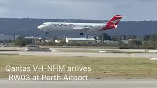 Qantas VH-NHM arrives RW03 at Perth Airport.