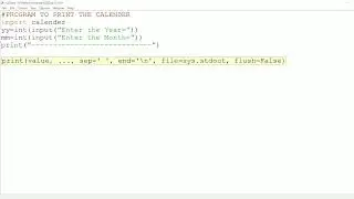 || 19 || Python program to display calendar | Print calendar in python | Calendar program in python