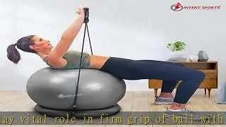 INTENT SPORTS Yoga Ball Chair &ndash; Stability Ball with Inflatable Stability Base & Resistance Bands, F