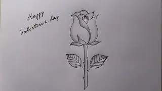 Easy way to draw Rose Bud| Happy Rose day drawing| Pencil drawing| Rose Flower drawing| Valentine's 