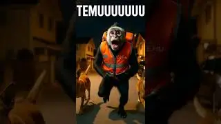 MONO DE TEMU🙉siendo escoltado🐕(aunque no sirve de mucho) #clips #humor #memes #viral #monos #shorts