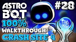 Astro Bot - 100% Walkthrough (Crash Site 4 and Opening Feather Cluster) All Bots and Puzzle Pieces!