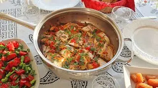 Традиционная турецкая рыба на пару с овощами 