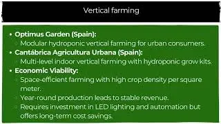 Types of farming and their economic viability.
