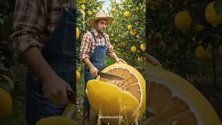 Cutting a Giant Lemon Almost My Size! 🍋😱  #shorts