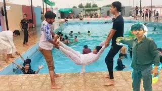 Pool party in friends 🥳 kalway ko utha kar nechy phank deya 😱Hassan 215 yt