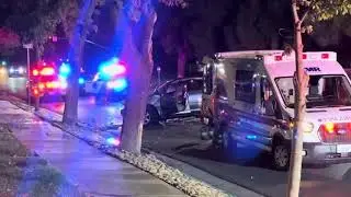 Vehicle crashes into a tree on March Lane in Stockton, California