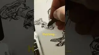 How to cross hatch. Ink drawing.