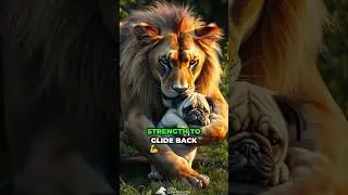 A Brave Lion Saves a Falling Pug #animalheroes #animals #courage #cute