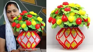 फूलदान बनाए | Make Kalash Phooldan at Home | Make Kalash Guldasta Easy | #guldasta #ideas