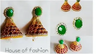 How To Make Bridal Cone Shape Silk Thread Jumka Using Rhine Stones..
