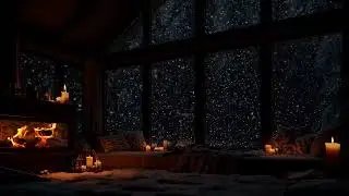 Winter Serenity ❄️ Warm Fireplace and Snowy Scenery Outside Create the Perfect Relaxing Space