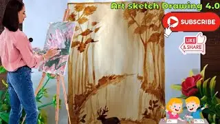 Easiest painting using coffee powder☕️//Easy painting for begginners😍#Art_sketch_drawing4.0
