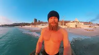 insta 360 one r . съёмка в мороз -11 пробежка к морю Одесса