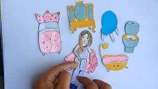 paper doll 🪆 || paper bed and sofa || #papercraft #paperdolls #art #craft #satisfying