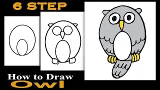 Easy owl drawing / how to draw an owl step by step@6 steps drawing