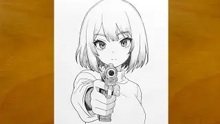 How to Draw a Cool Anime Girl with Gun || Anime Girl Drawing Step by Step || Easy Anime Sketch