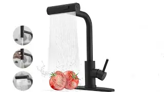 JOOM Black Kitchen Faucets with Pull Down Sprayer, Waterfall Kitchen Sink Faucet