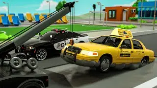 Wheels on The Bus Song | The taxi cab car got stuck in a big puddle Baby Nursery Rhymes & Kids Songs