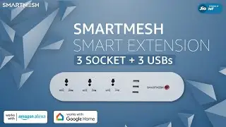 SMARTMESH 3 Socket Smart Extension with 3 USBs Powered by Jio IoT with Energy Monitoring