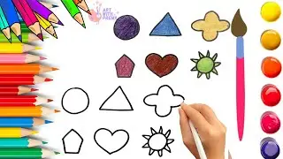How To Draw cute Shape Drawing, Painting & Coloring For Kids & Toddlers_🌈🎨
